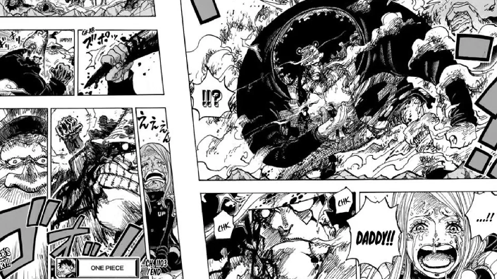 One Piece Chapter 1104, Pertarungan Sengit dan Kisah Cinta yang Mengharukan. (Foto : Dok. Istimewa)